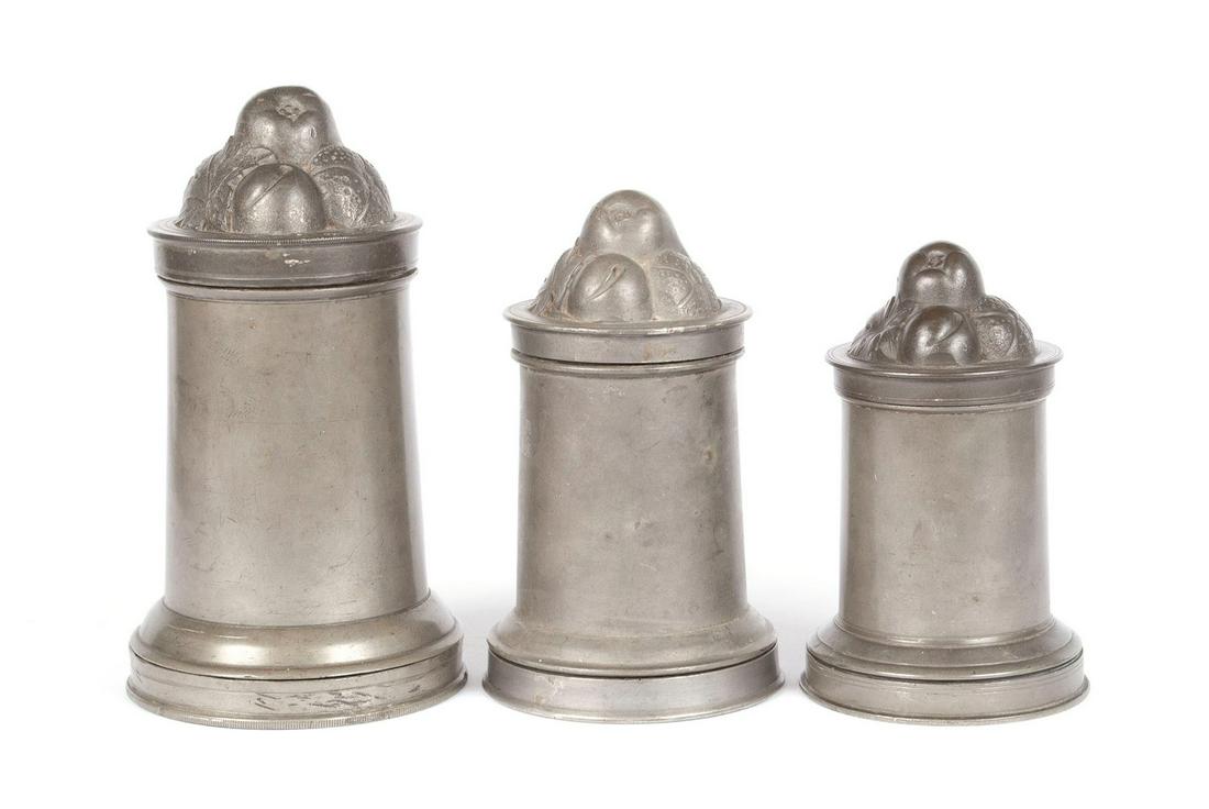 THREE ENGLISH PEWTER ICE CREAM MOLDS (1 of 5)
