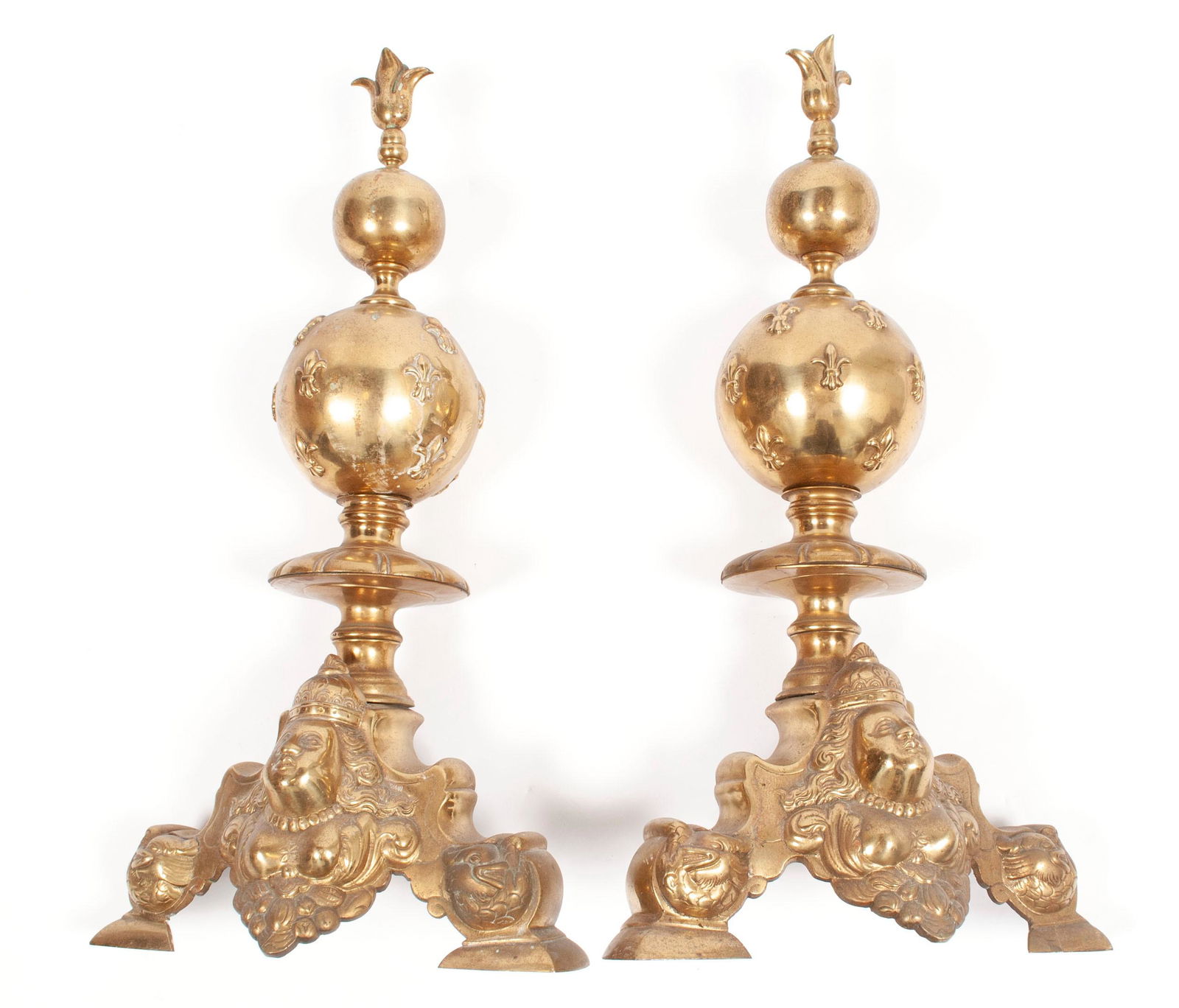PAIR OF BRASS ANDIRONS (1 of 4)