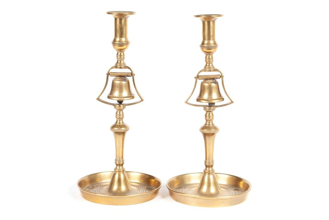 PAIR OF ENGLISH BRASS TAVERN CANDLESTICKS (1 of 7)