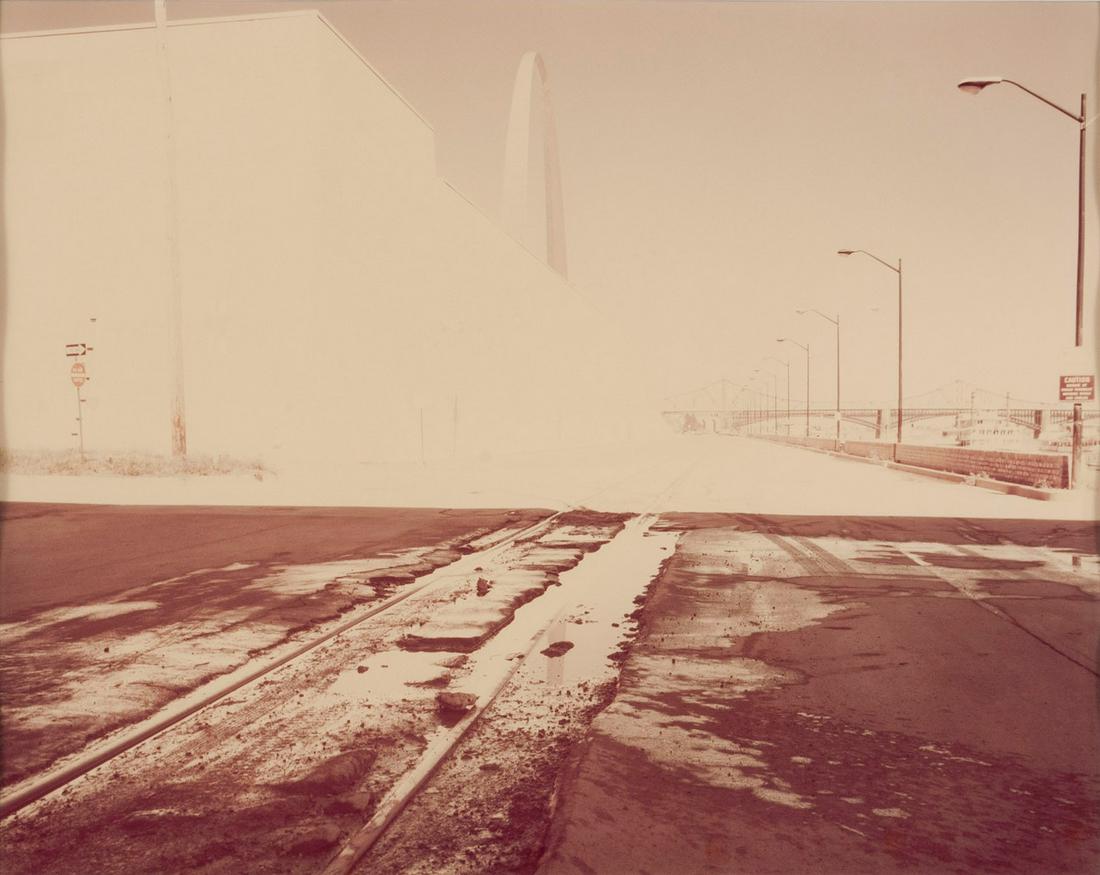 JOEL MEYEROWITZ (AMERICAN, B. 1938): Joel MeyerowitzAmerican, B. 1938 St. Louis and the ArchPhotographTitle, initials, date 1981, copyright 1982, and edition 4/20 on verso along with US Bank Visual Arts Department identification sticker.
