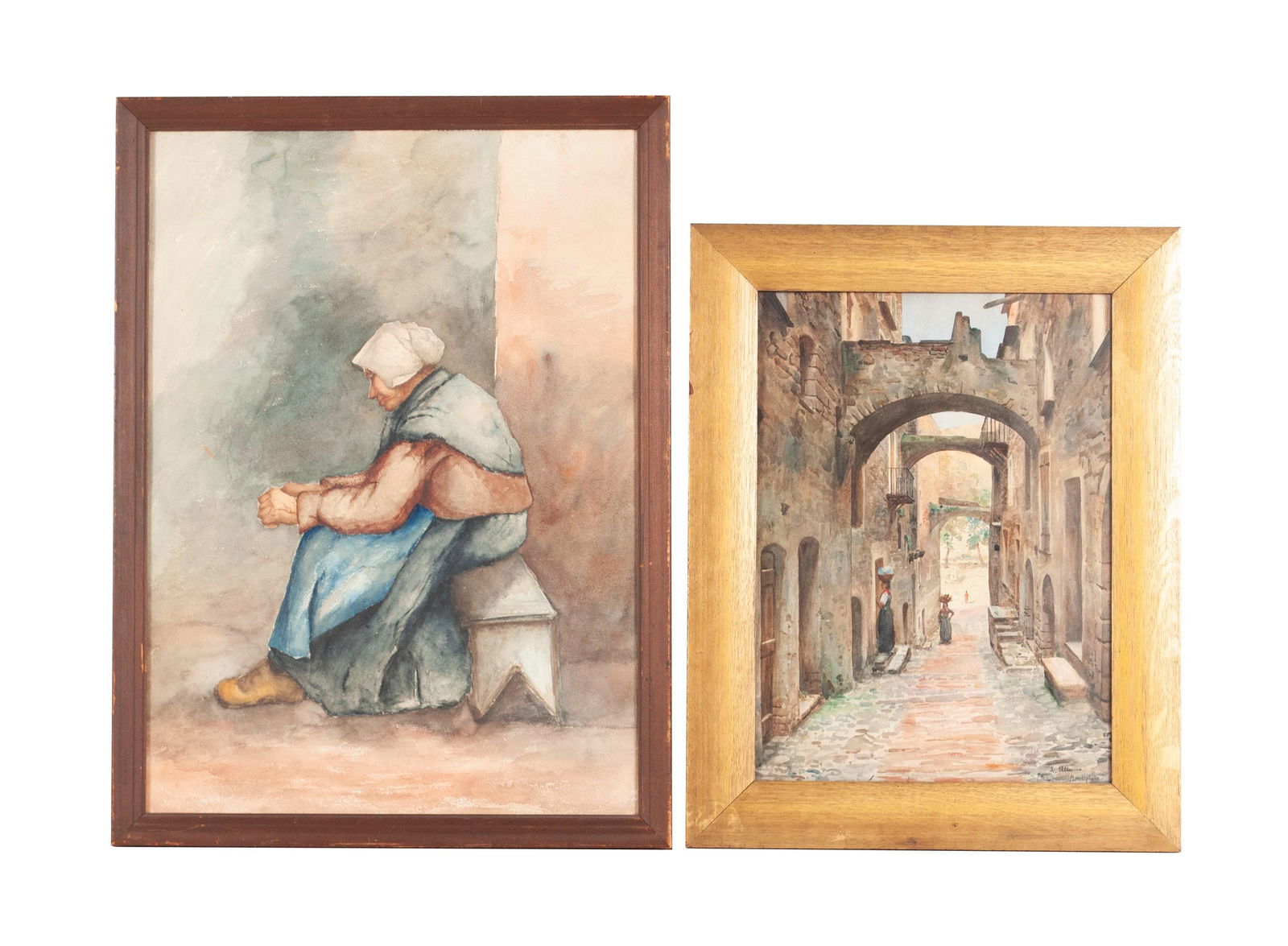 TWO OLD WORLD WATERCOLORS (1 of 6)