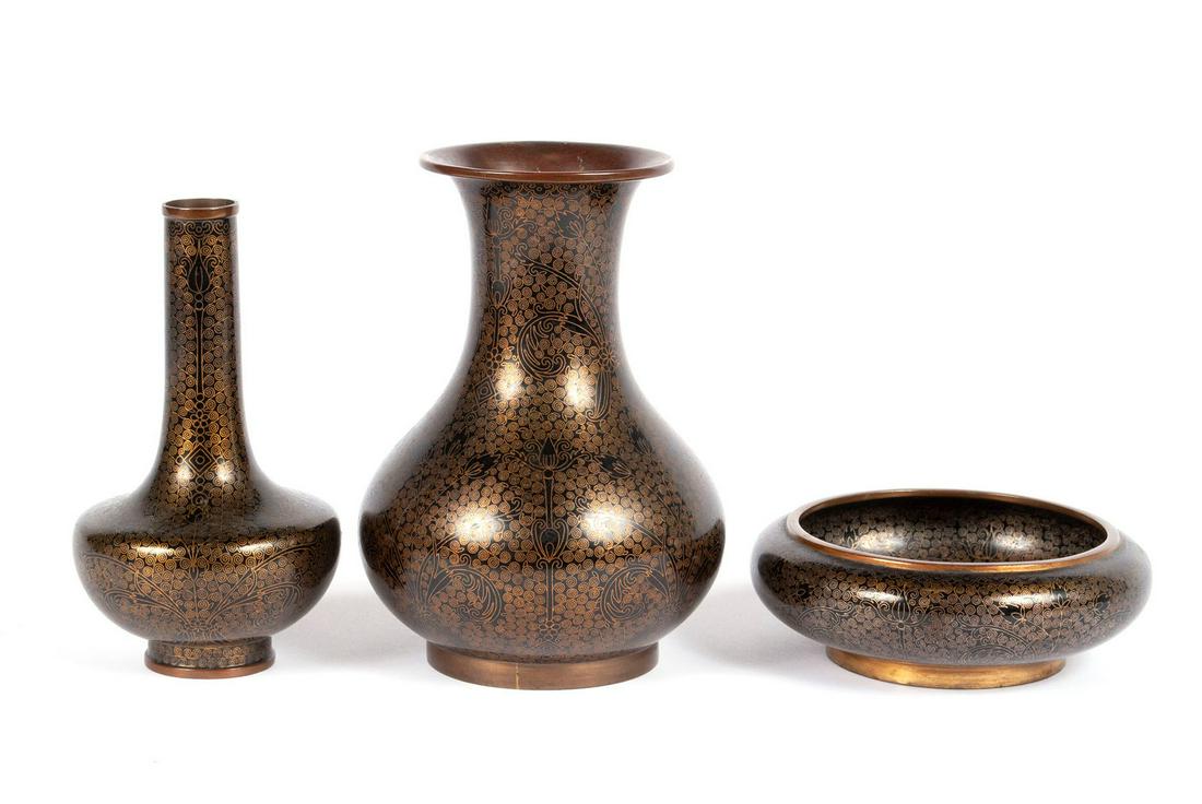 THREE CLOISONNE ARTICLES (1 of 5)