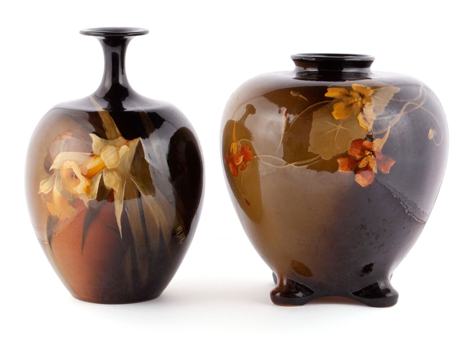 PAIRING OF WELLER LOUWELSA FLORAL VASES (1 of 9)