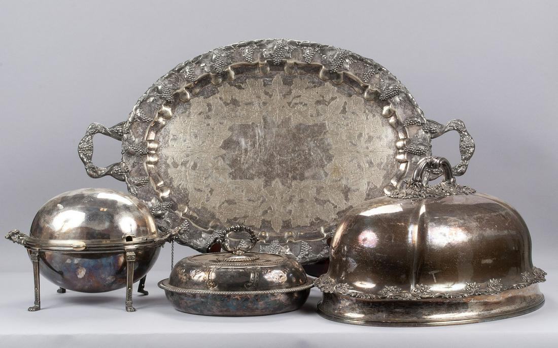 FOUR SILVERPLATE SERVING ARTICLES (1 of 4)