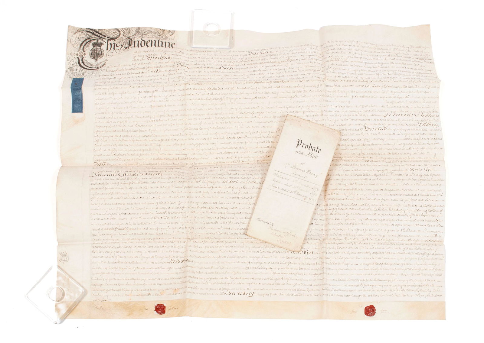 GEORGE II INDENTURE AND LATE 19TH C. LAST WILL AND TESTAMENT (1 of 9)
