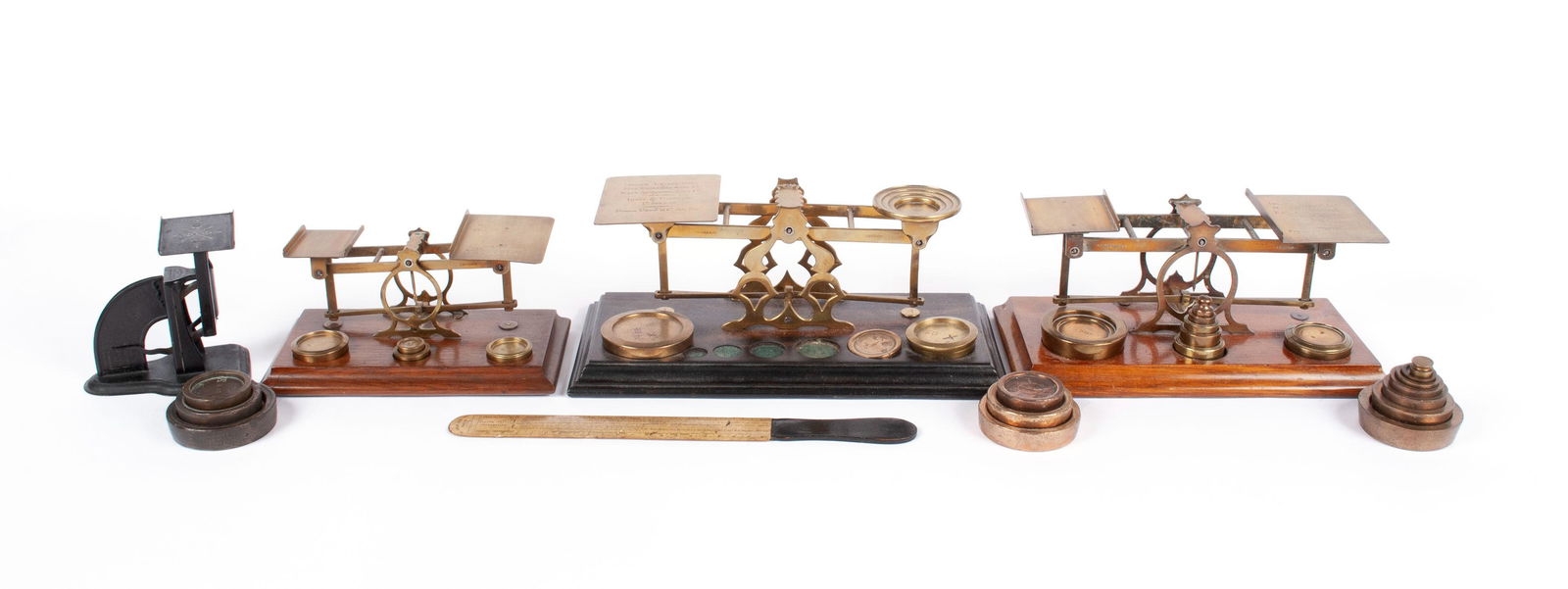 THREE ENGLISH 19TH C. POSTAL SCALES WITH ANOTHER (1 of 8)