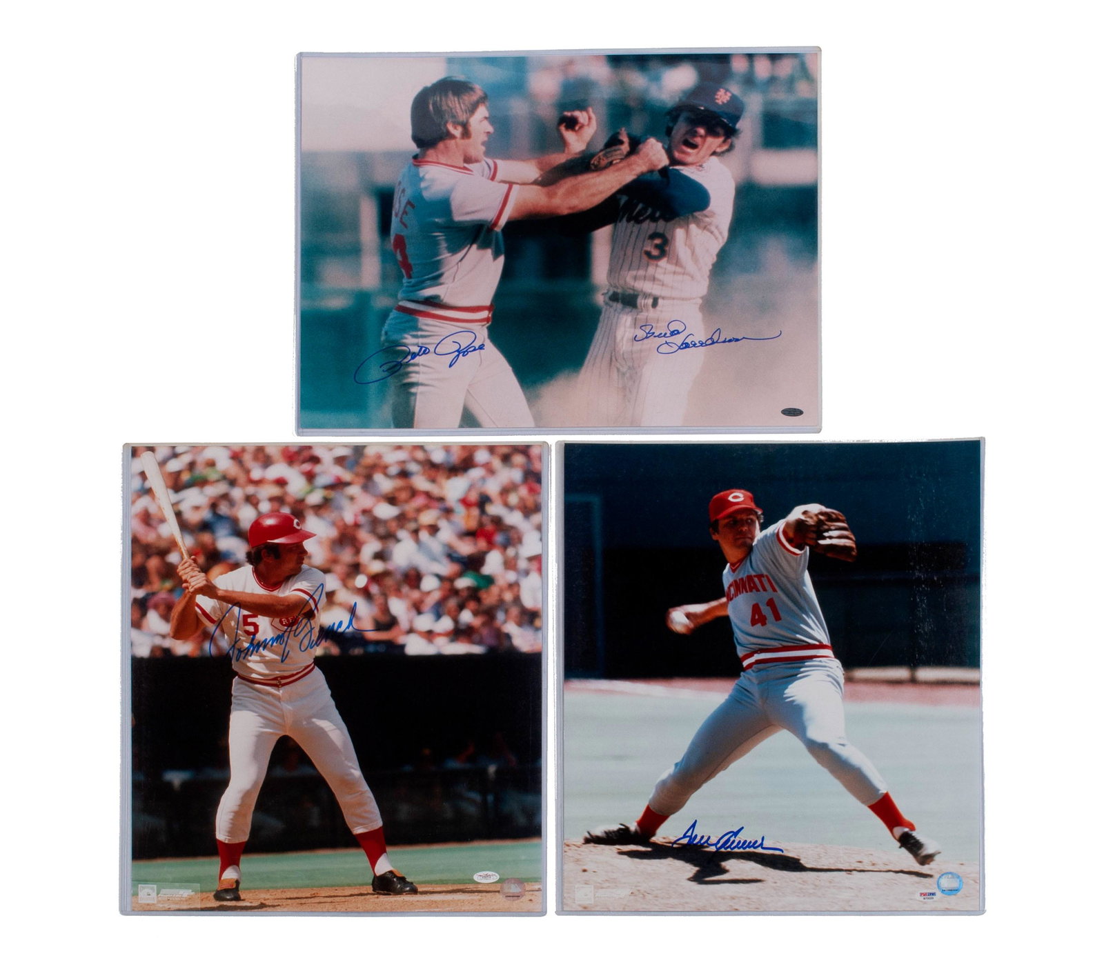 THREE CINCINNATI RED AUTOGRAPHED 16" X 20" STAR PHOTOGRAPHS (1 of 10)