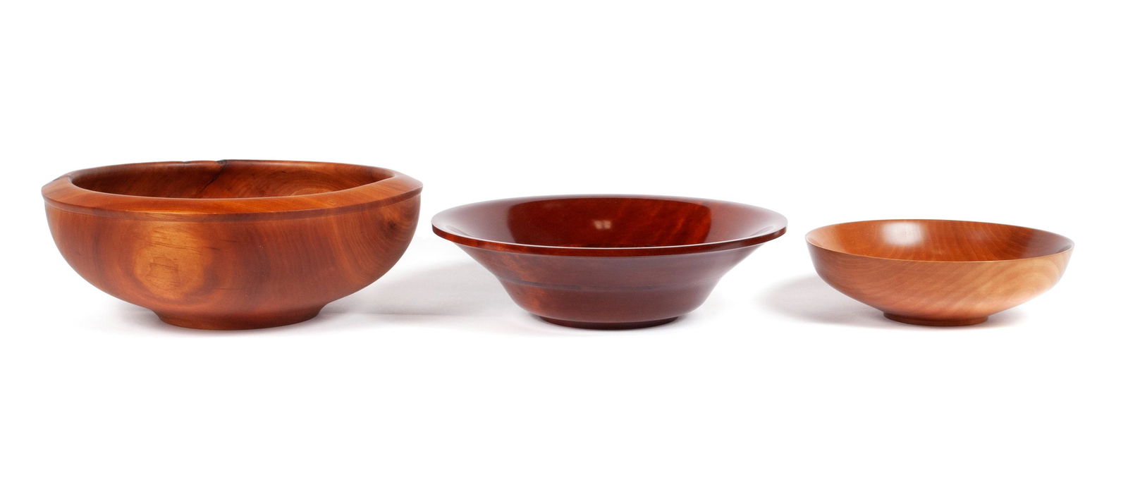 TRIO OF LARGE ARTISANAL WOODEN BOWLS (1 of 7)