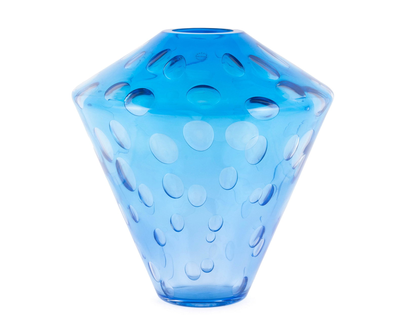 LUCA NICHETTO (ITALIAN, B. 1976): Luca Nichetto Italian, b. 1976 Millebolle Vase Art glass Inscribed "Salviati" and dated to underside, circa 2000. Modern, diamond form aquamarine bubble vase of the Millebolle collection des