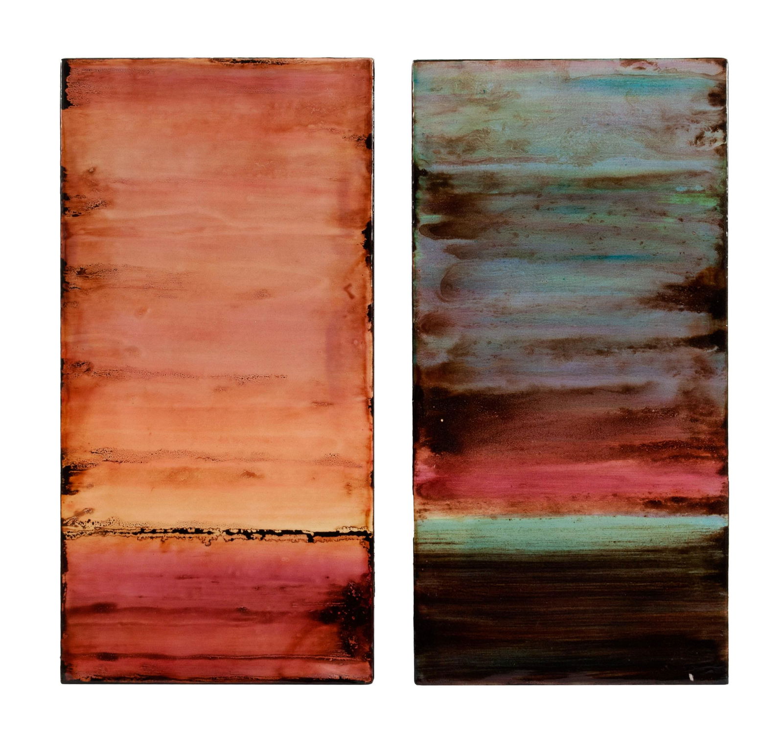 MICHAEL HOFFMAN (AMERICAN, B. 1965): Michael HoffmanAmerican, b. 1965After the Rain & Sweet Night, 2006Oil, mixed media on panelTwo works, both signed, titled, and dated to verso. Both vertical and undisturbed seascapes in dark and tum