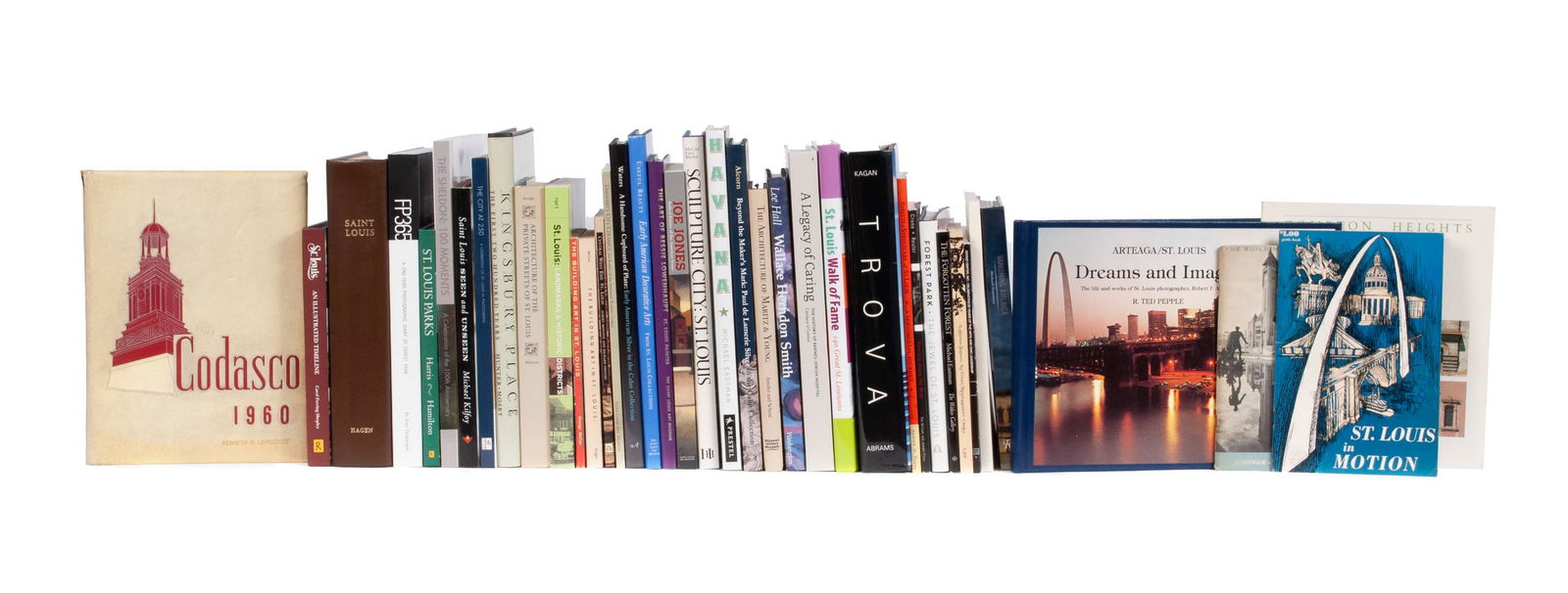 THIRTY NINE (39) BOOKS RELATED TO ST. LOUIS- ART, NEIGHBORHOODS, HISTORY: THIRTY-NINE (39) BOOKS RELATED TO ST. LOUIS- ART, NEIGHBORHOODS, HISTORYLot includes books on Wallace Herndon Smith, Bessie Lowenhaupt, Ernest Trova, Michael Eastman, Joe Jones. Exhibition catalogues