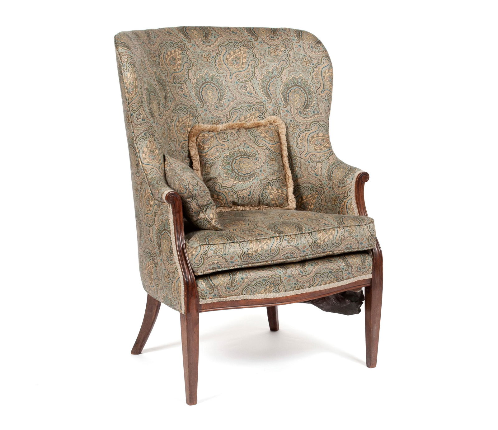 GEORGE III MAHOGANY BARREL BACK WINGCHAIR (1 of 6)