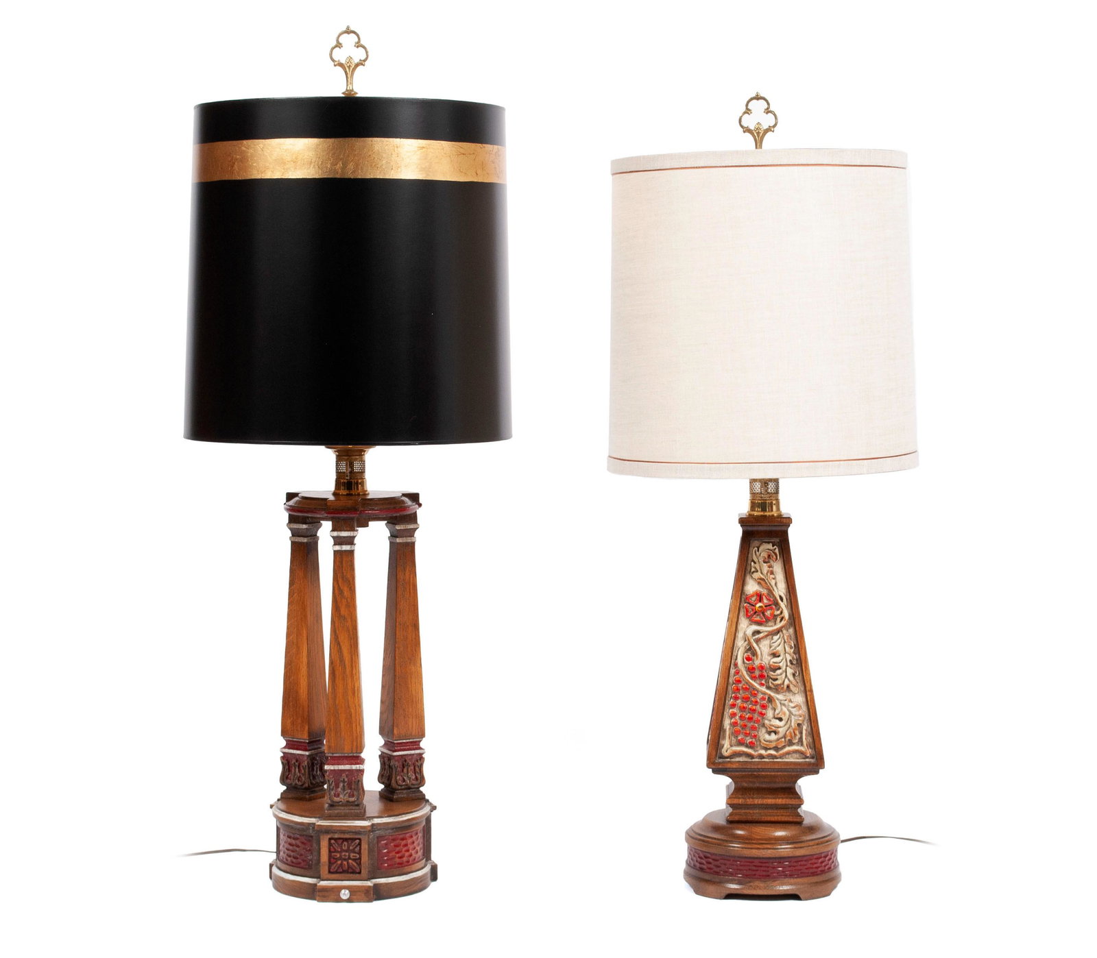 TWO ROMWEBER VIKING OAK TABLE LAMPS (1 of 3)