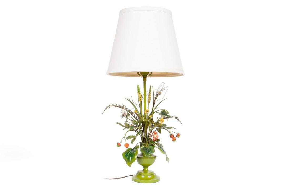 TOLE PAINTED FLORAL TABLE LAMP (1 of 4)