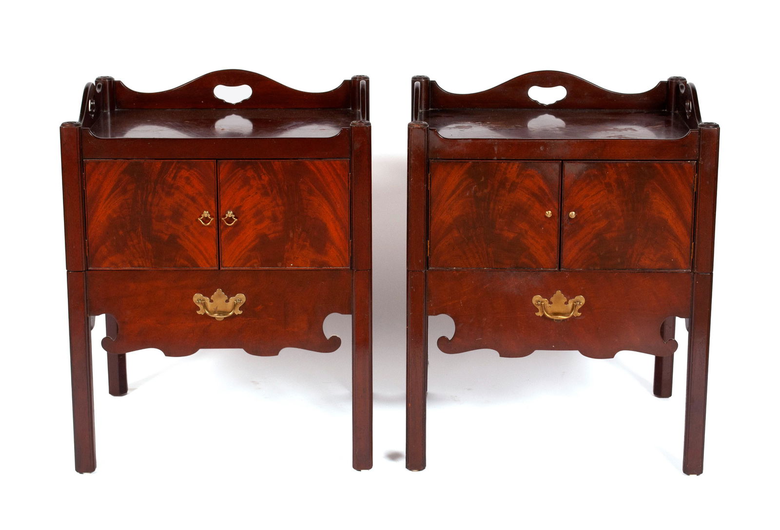 PAIR OF BAKER MAHOGANY STEP END TABLES (1 of 4)