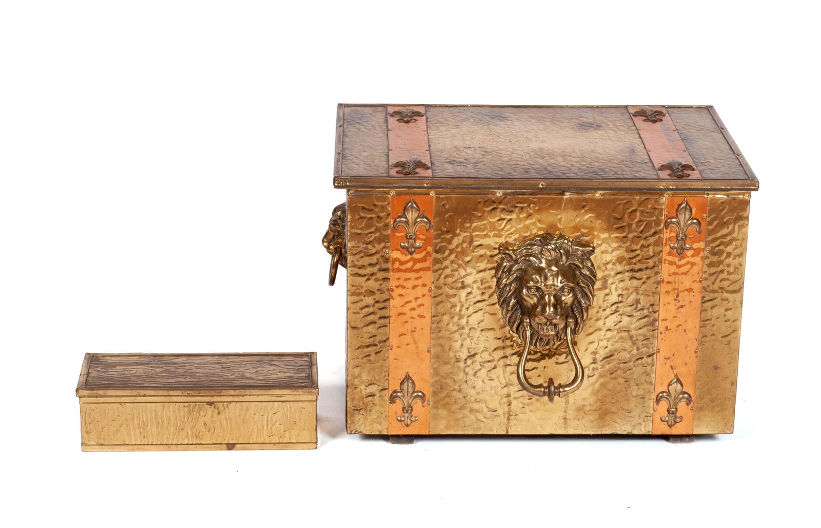 BRASS FIREPLACE LOG BOX AND MATCH BOX (1 of 3)