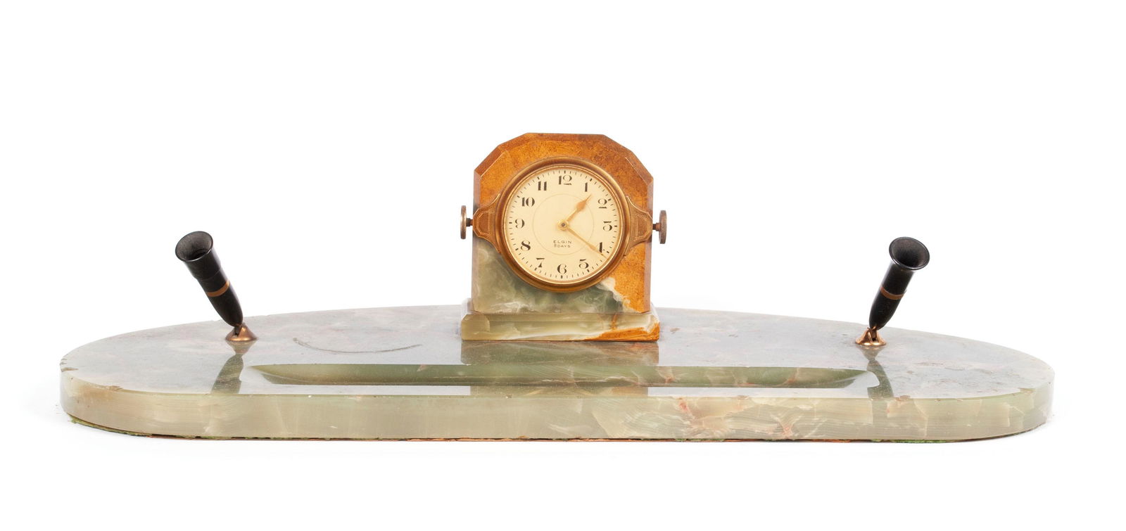 ART DECO ELGIN GREEN ONYX DESK SET (1 of 7)