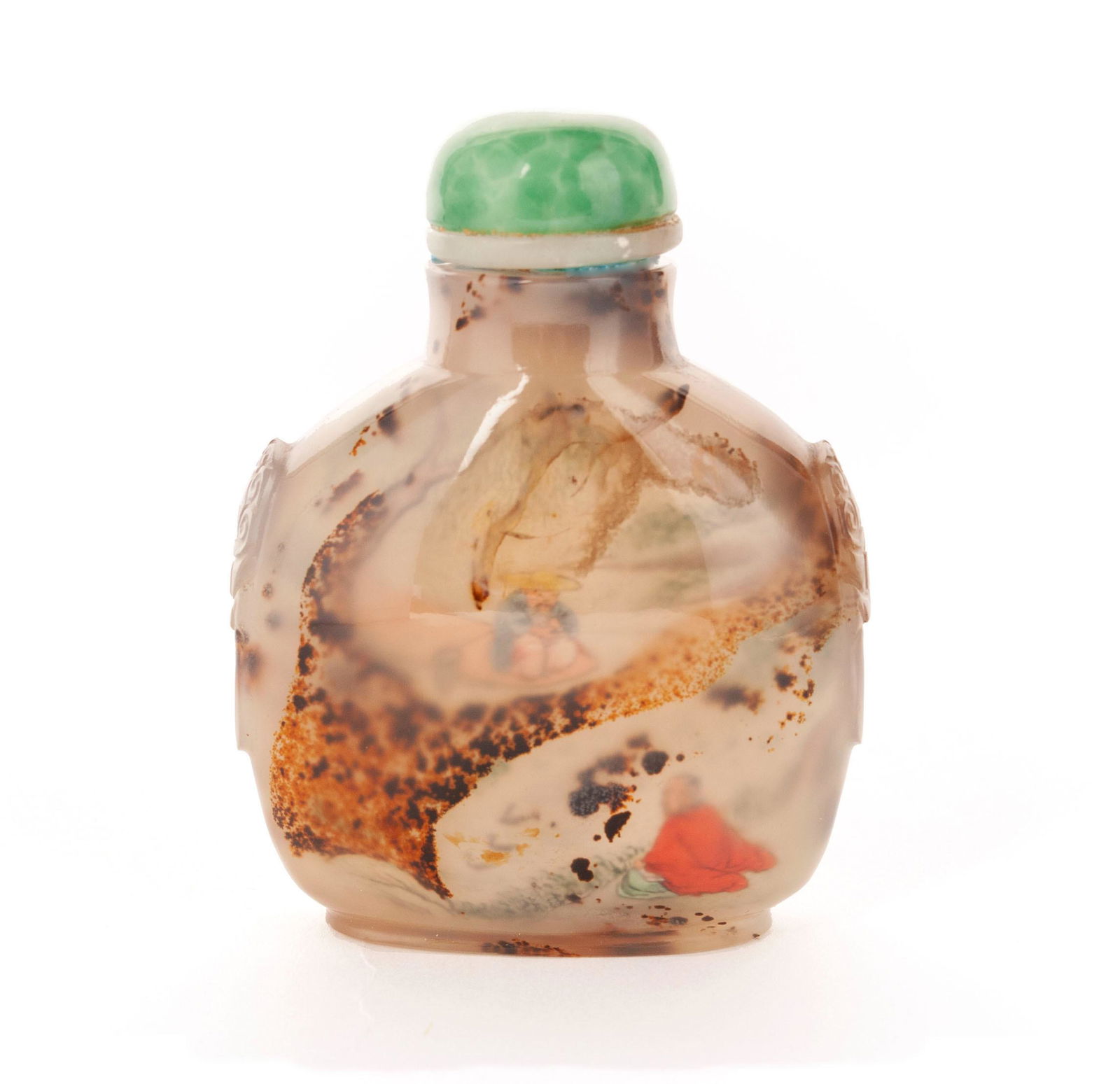 A REVERSE PAINTED AGATE SNUFF BOTTLE IN THE MANNER OF WANG XISAN (1 of 10)