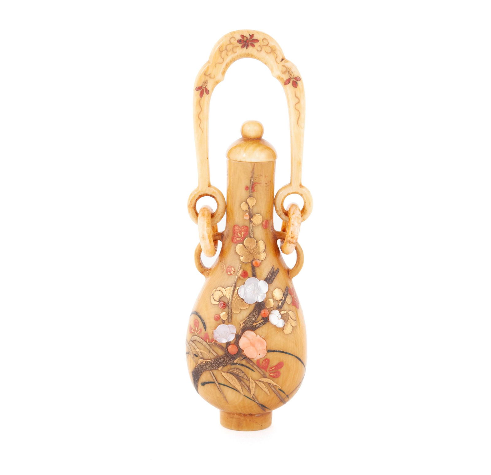 A RARE SHIBAYAMA HANGING COVERED VASE SNUFF BOTTLE (1 of 6)