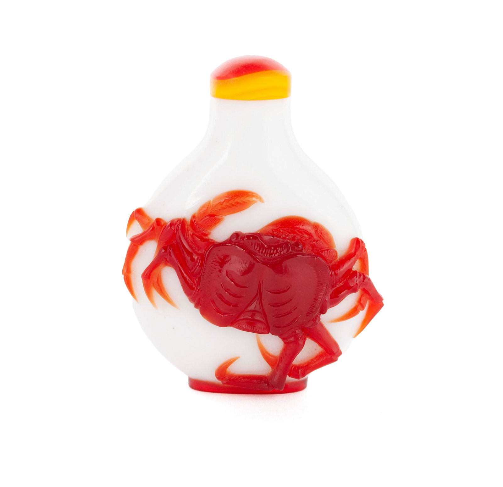 A RUBY RED OVERLAY DOUBLE-SIDED CRAB SNUFF BOTTLE (1 of 7)