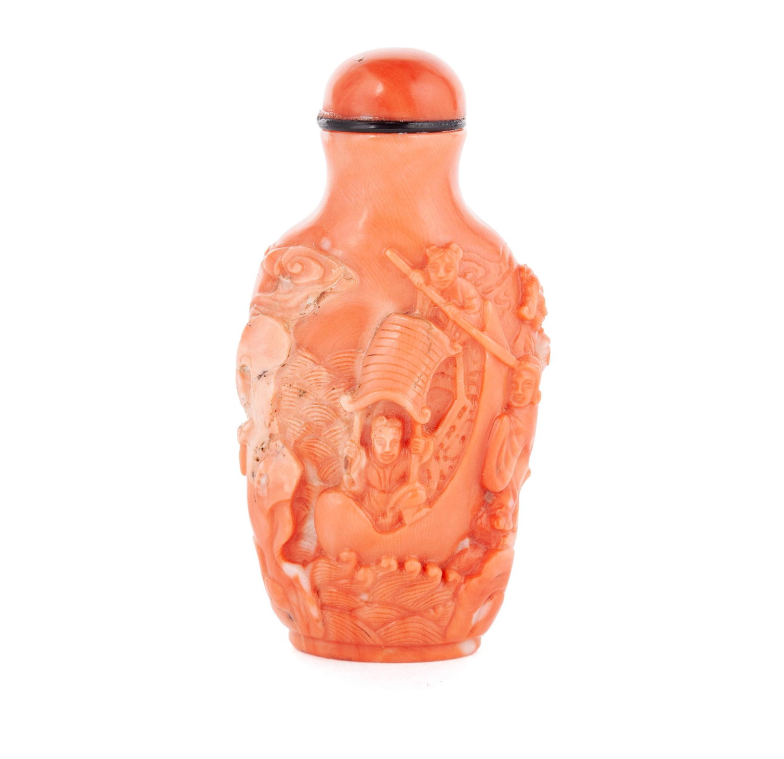 A CARVED EIGHT IMMORTALS SNUFF BOTTLE (1 of 7)
