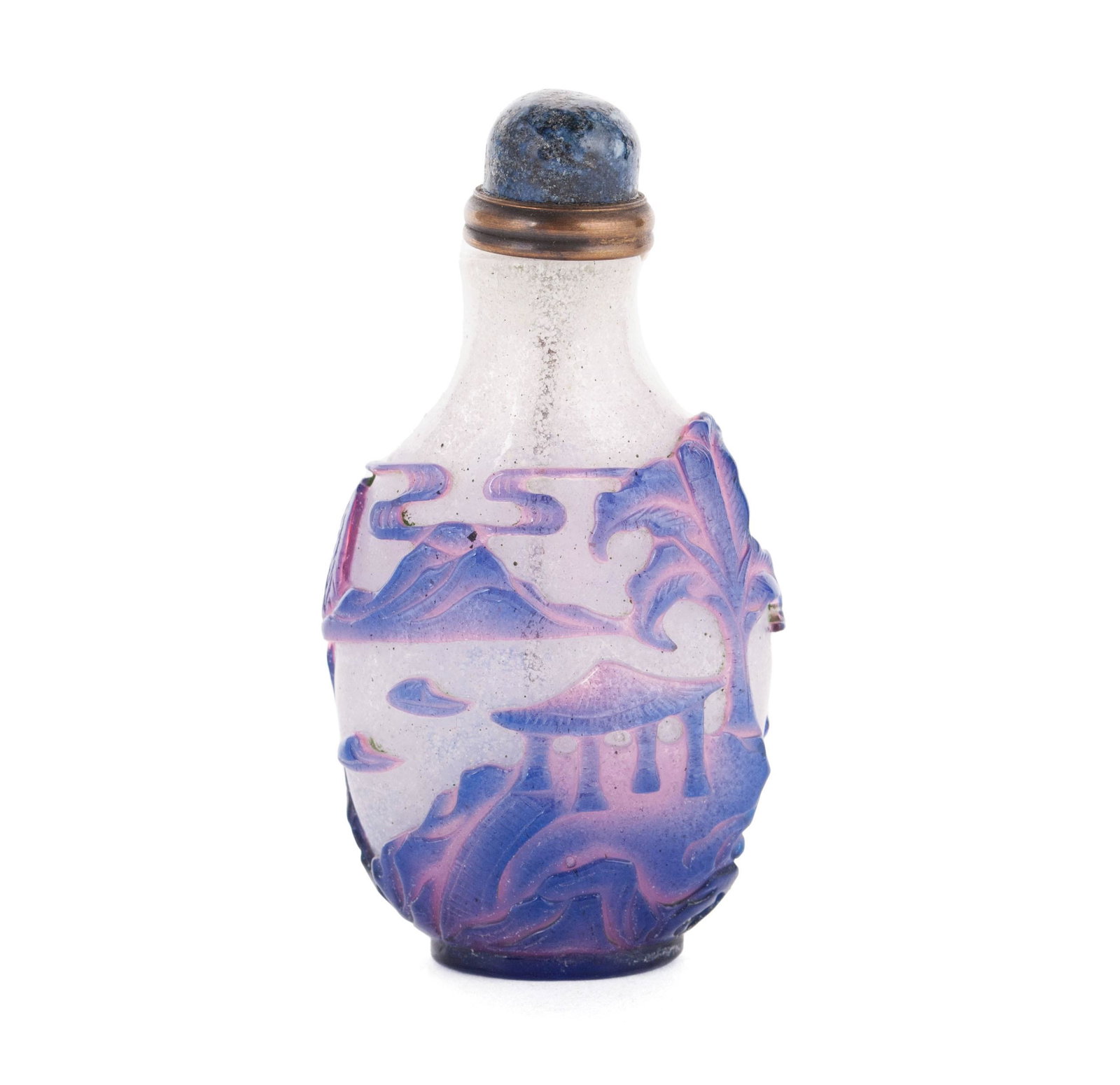 A PURPLE AND PINK OVERLAY SNOWSTORM SNUFF BOTTLE (1 of 7)