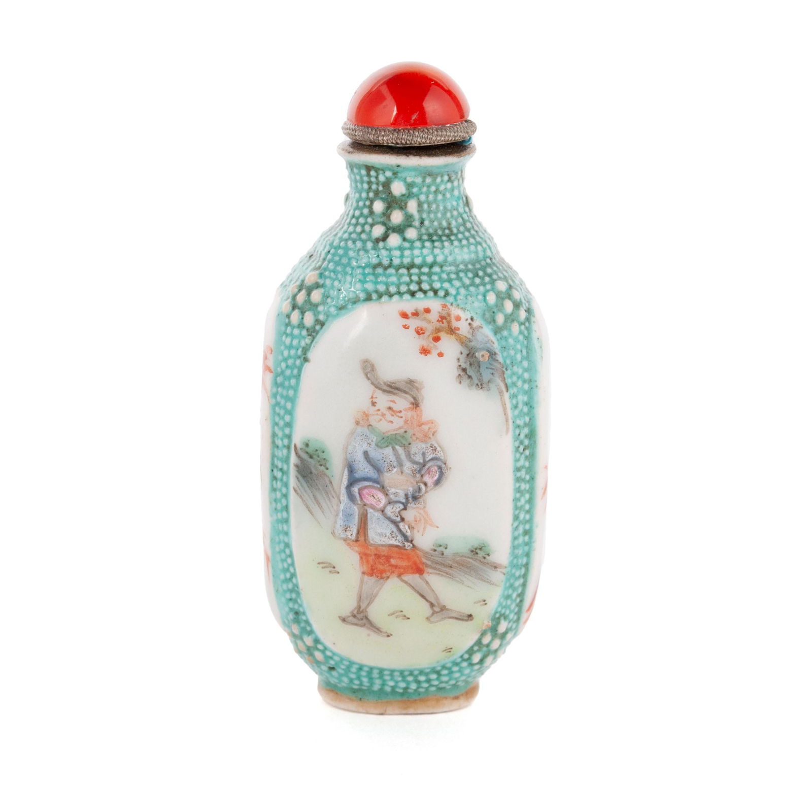 AN UNUSUAL FAUX SHAGREEN ENAMELED PORCELAIN SNUFF BOTTLE (1 of 7)