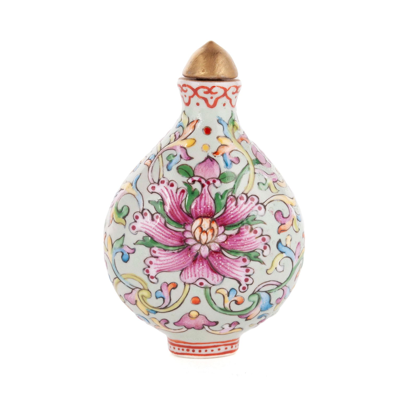 A FINE CELADON LOTUS QIANLONG MARK SNUFF BOTTLE (1 of 7)