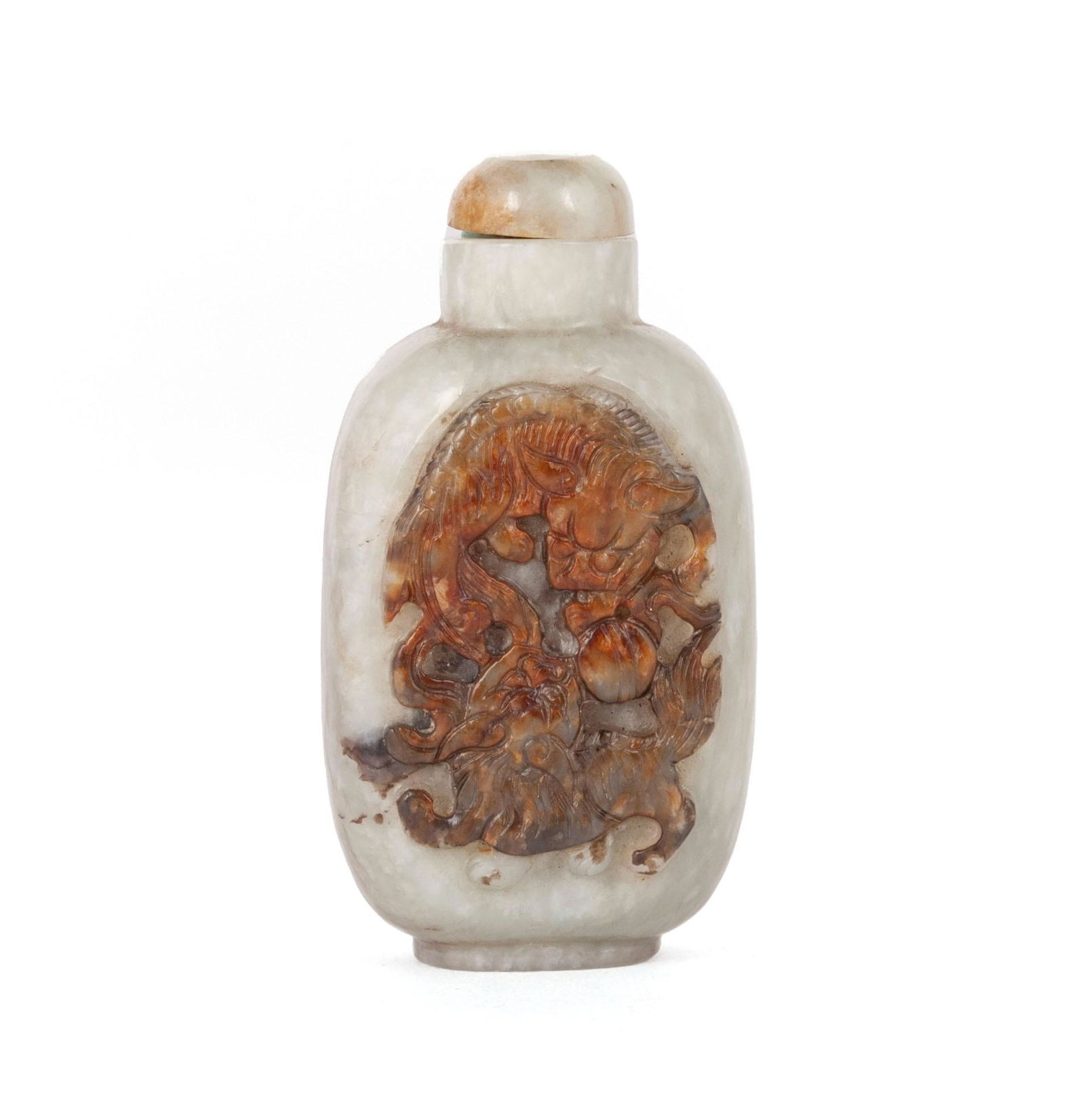 A BUDDHIST LION JADE SNUFF BOTTLE (1 of 7)