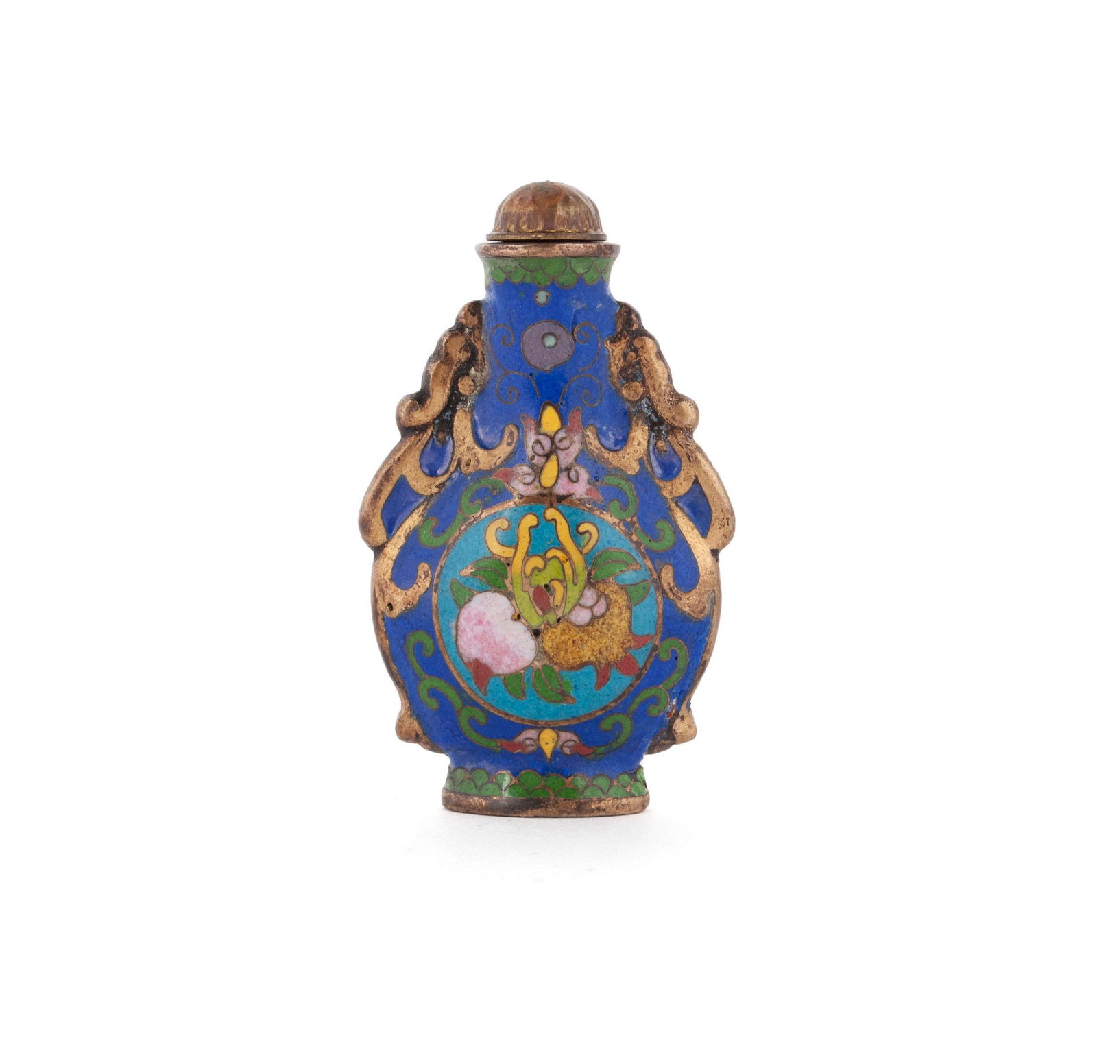 A METAL ENAMEL 'THE THREE PLENTIES' SNUFF BOTTLE (1 of 7)