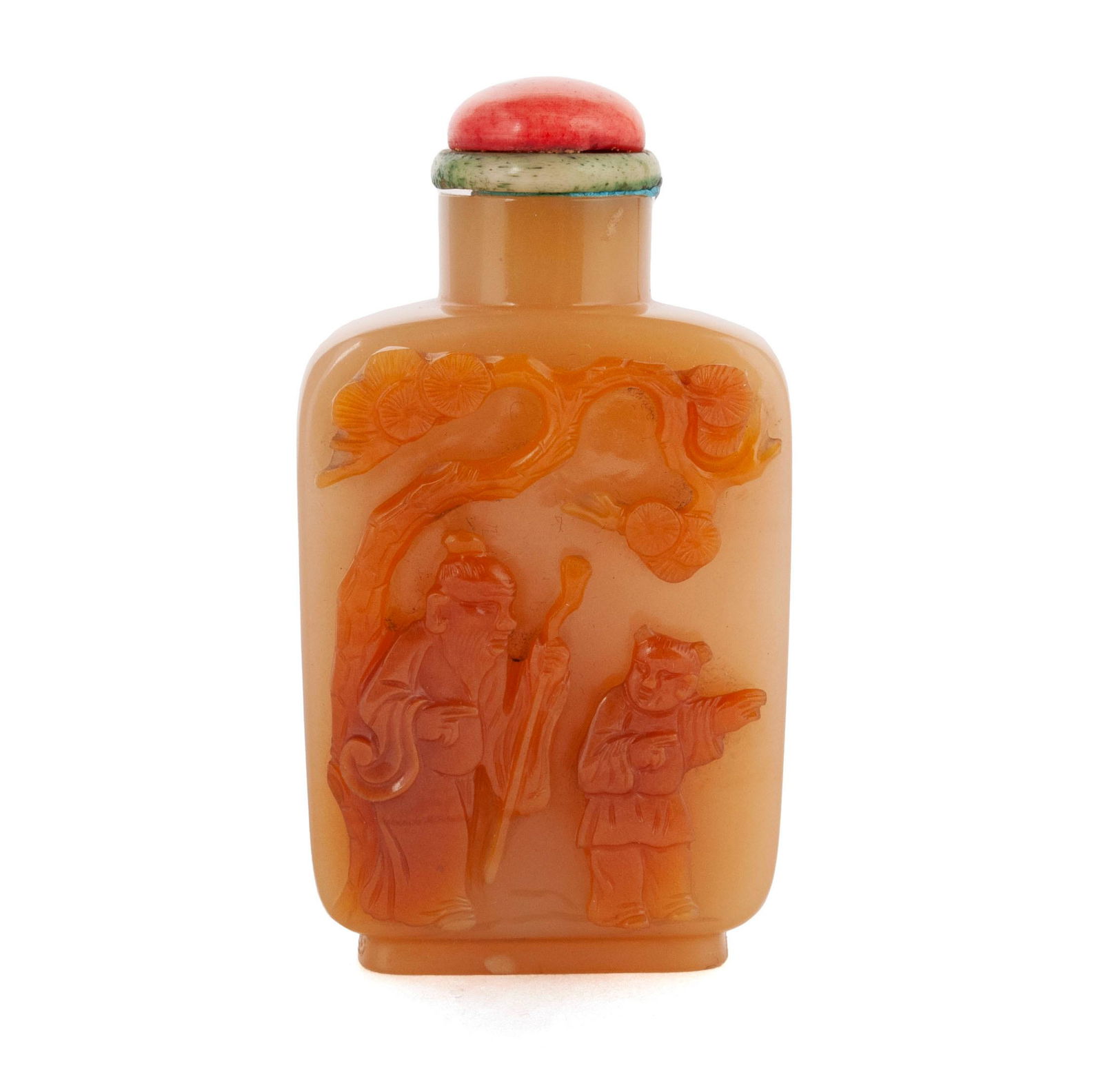 A RARE RUSSET CARVED YELLOW JADE SNUFF BOTTLE (1 of 7)