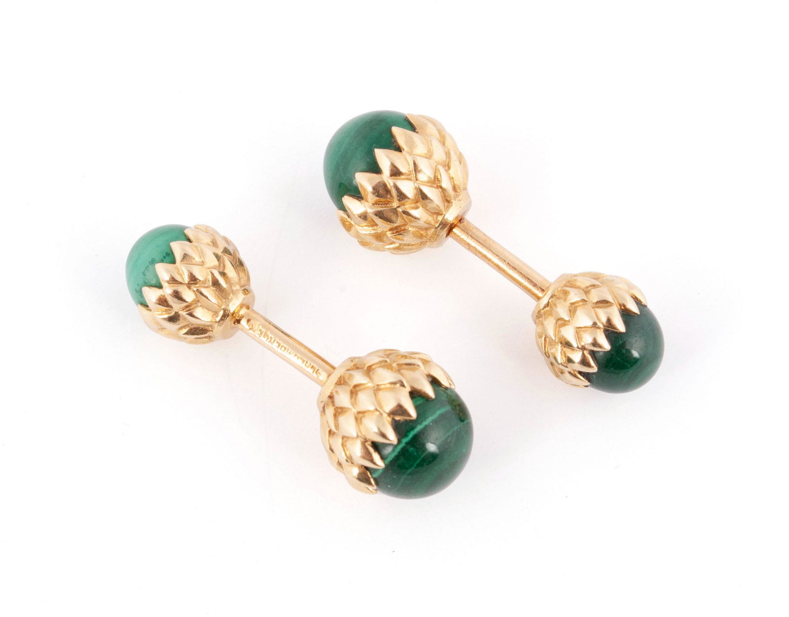 TIFFANY & CO. SCHLUMBERGER MALACHITE ACORN GOLD CUFFLINKS (1 of 4)
