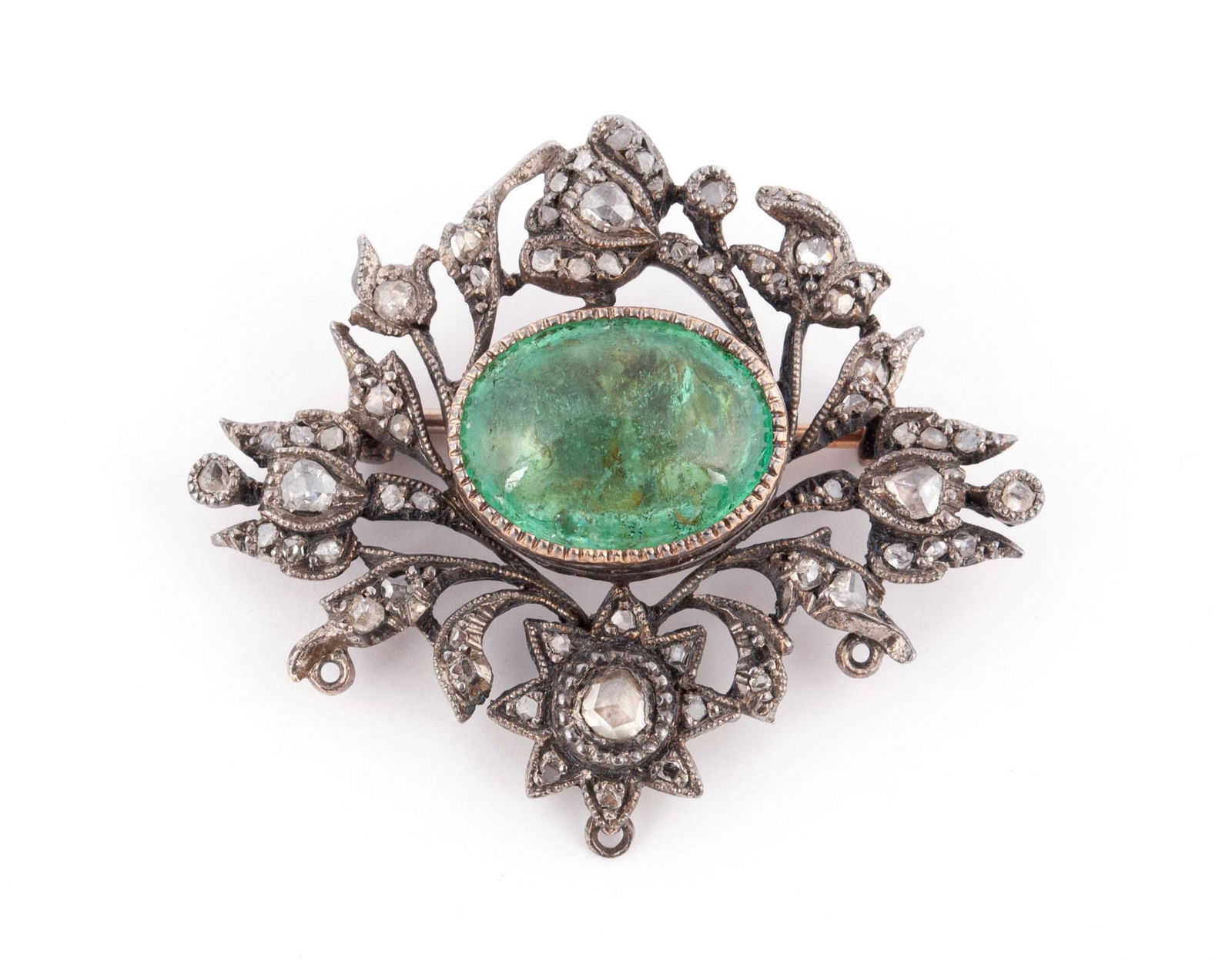 EMERALD AND DIAMOND BROOCH (1 of 4)