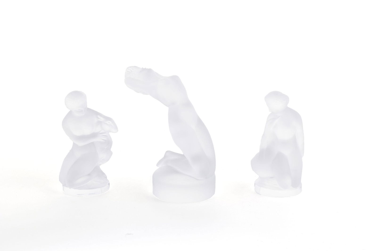 THREE LALIQUE FEMALE FIGURAL MASCOTS (1 of 8)
