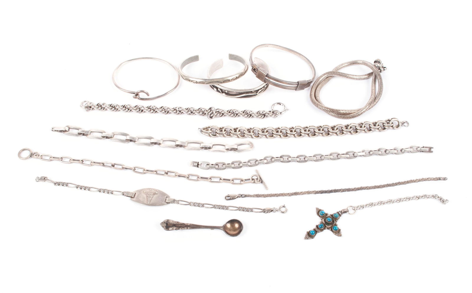 FOURTEEN SILVER JEWELRY ARTICLES (1 of 3)