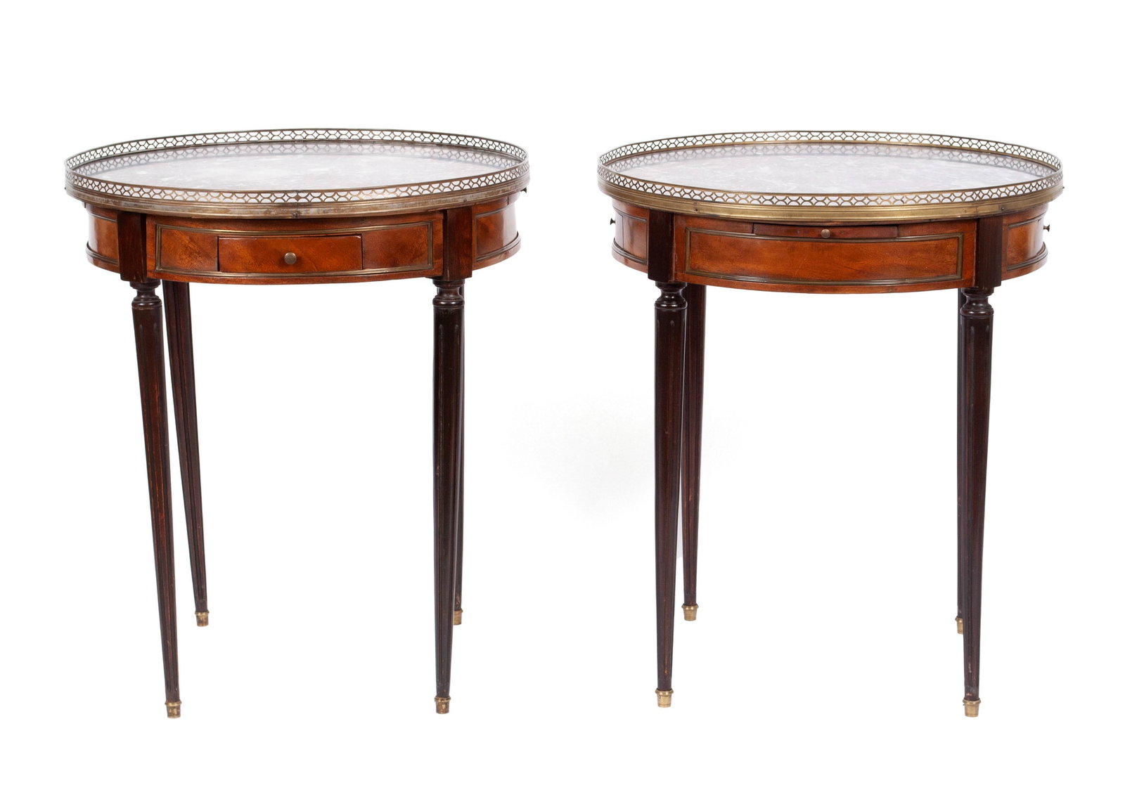 PAIR OF CIRCULAR MARBLE TOP OCCASIONAL TABLES (1 of 10)
