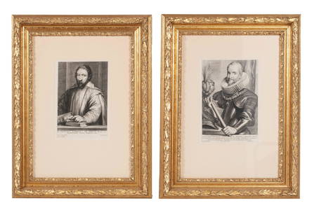 PAIR OF LUCAS VORSTERMAN ENGRAVINGS AFTER VAN DYCK: PAIR OF LUCAS VORSTERMAN ENGRAVINGS AFTER VAN DYCK Nicolas Fabricius and Ambrosio de Spinola circa 1630-1645 Continental, 17th-18th century. Both engravings after Anthony Van Dyck (Flemish,