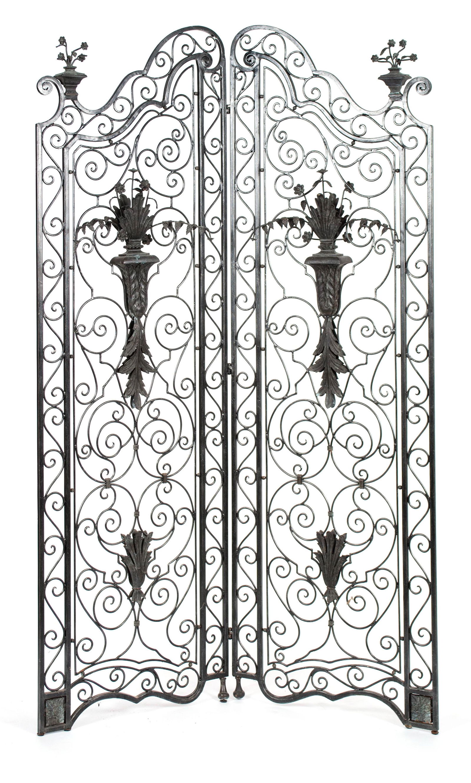 TWO-PANEL WROUGHT IRON ORNAMENTAL SCREEN (1 of 5)