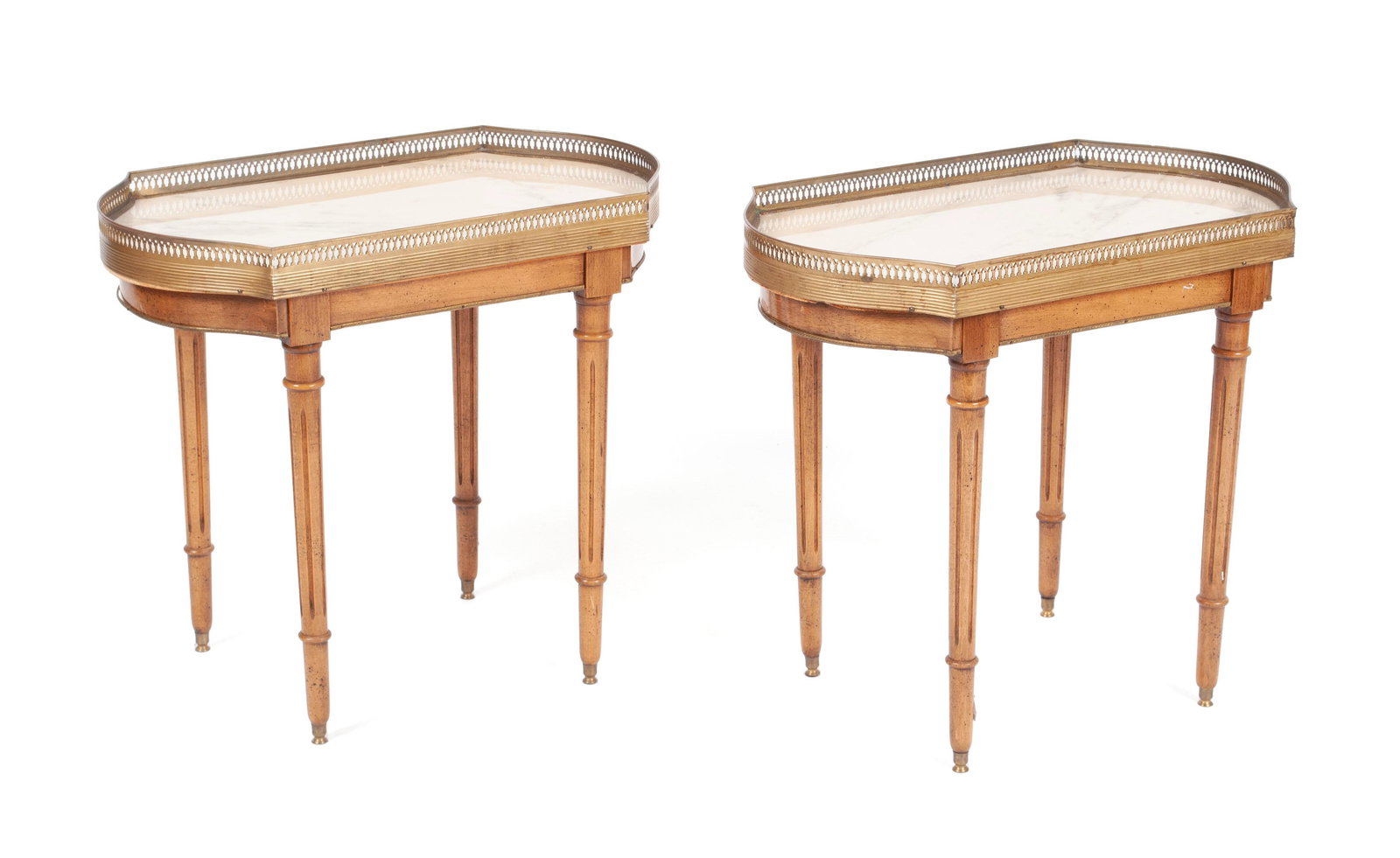PAIR OF LOUIS XVI STYLE MARBLE TOP DRINKS TABLES (1 of 6)