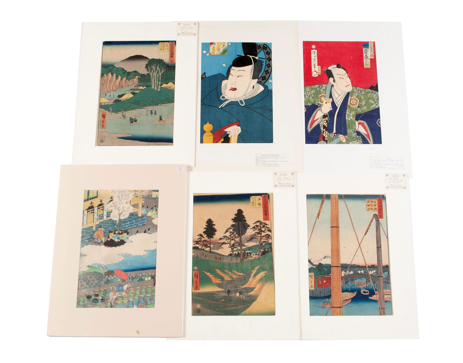 SIX UKIYO-E WOODBLOCKS INCLUDING HIROSHIGE AND 53 STATIONS (1 of 12)