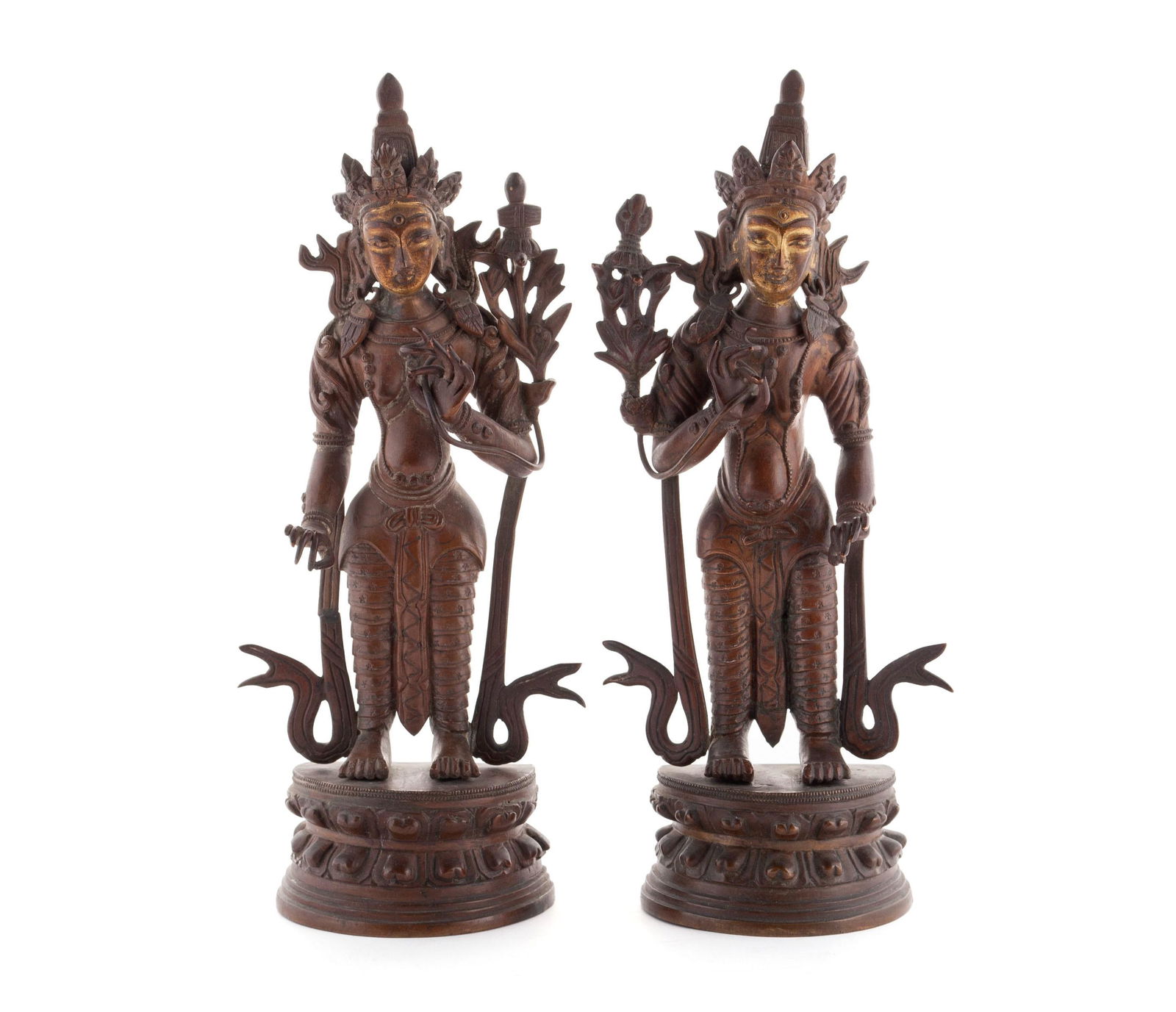 PAIR OF SINO-TIBETAN BRONZE FIGURES (1 of 7)