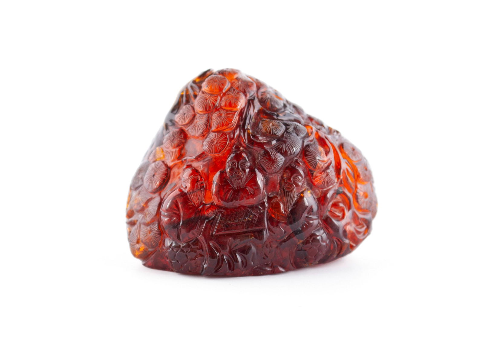 AMBER SEAL PEBBLE OF SCHOLARS PLAYING 'GO' (1 of 6)