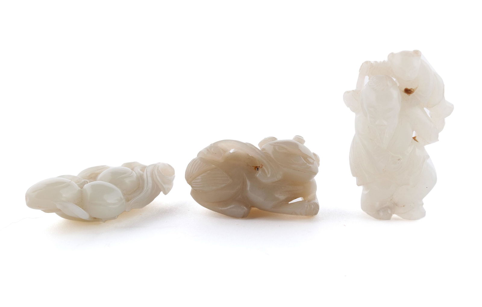 TRIO OF FIGURAL JADE CARVINGS (1 of 6)
