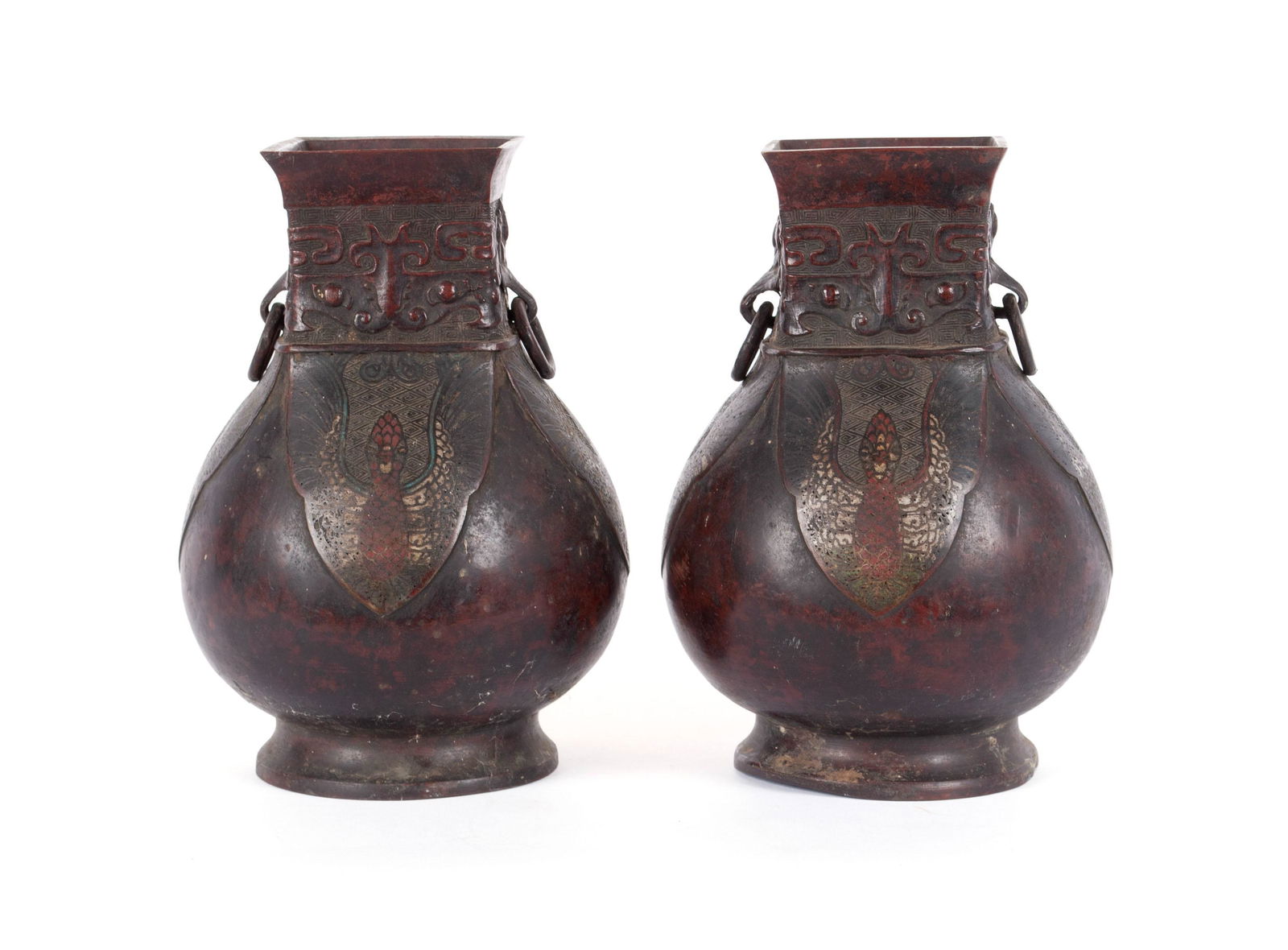 PAIR OF CHINESE CHAMPLEVE VASES (1 of 7)