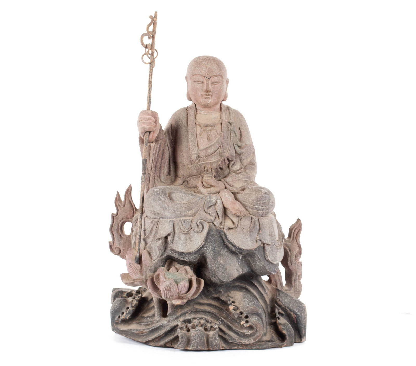 BUDDHIST TEMPLE CARVING OF BODHISATTVA (1 of 8)