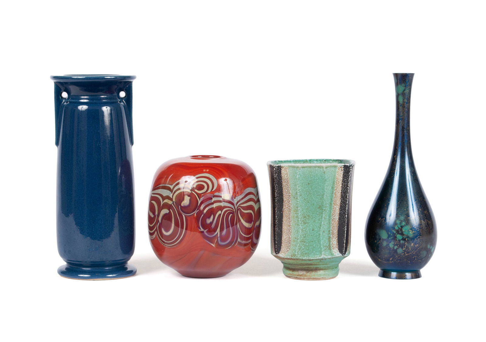 FOUR STUDIO CERAMIC VASES (1 of 4)