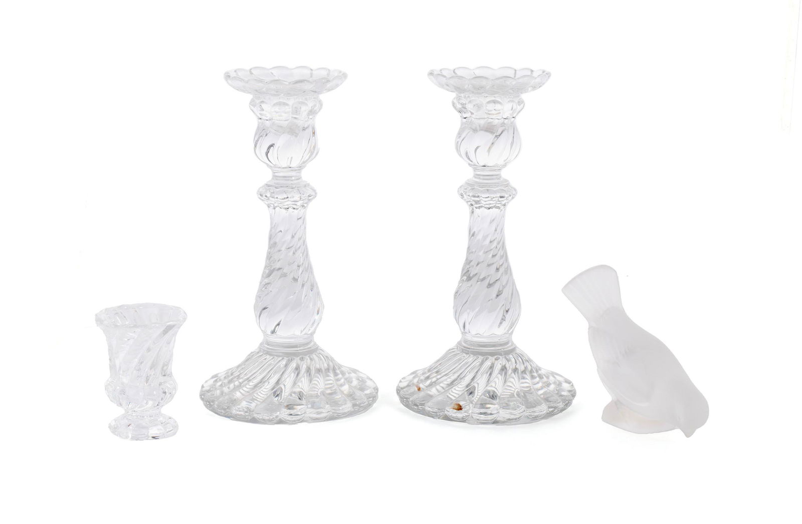 BACCARAT AND LALIQUE GLASS CANDLESTICKS AND FIGURINES (1 of 10)