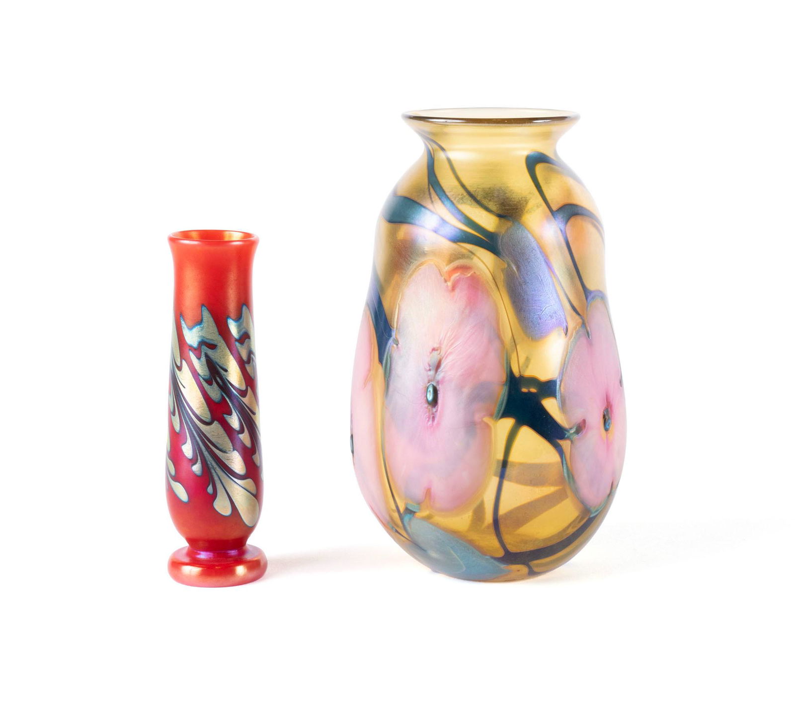 TWO CHARLES LOTTON ART GLASS VASES (1 of 9)