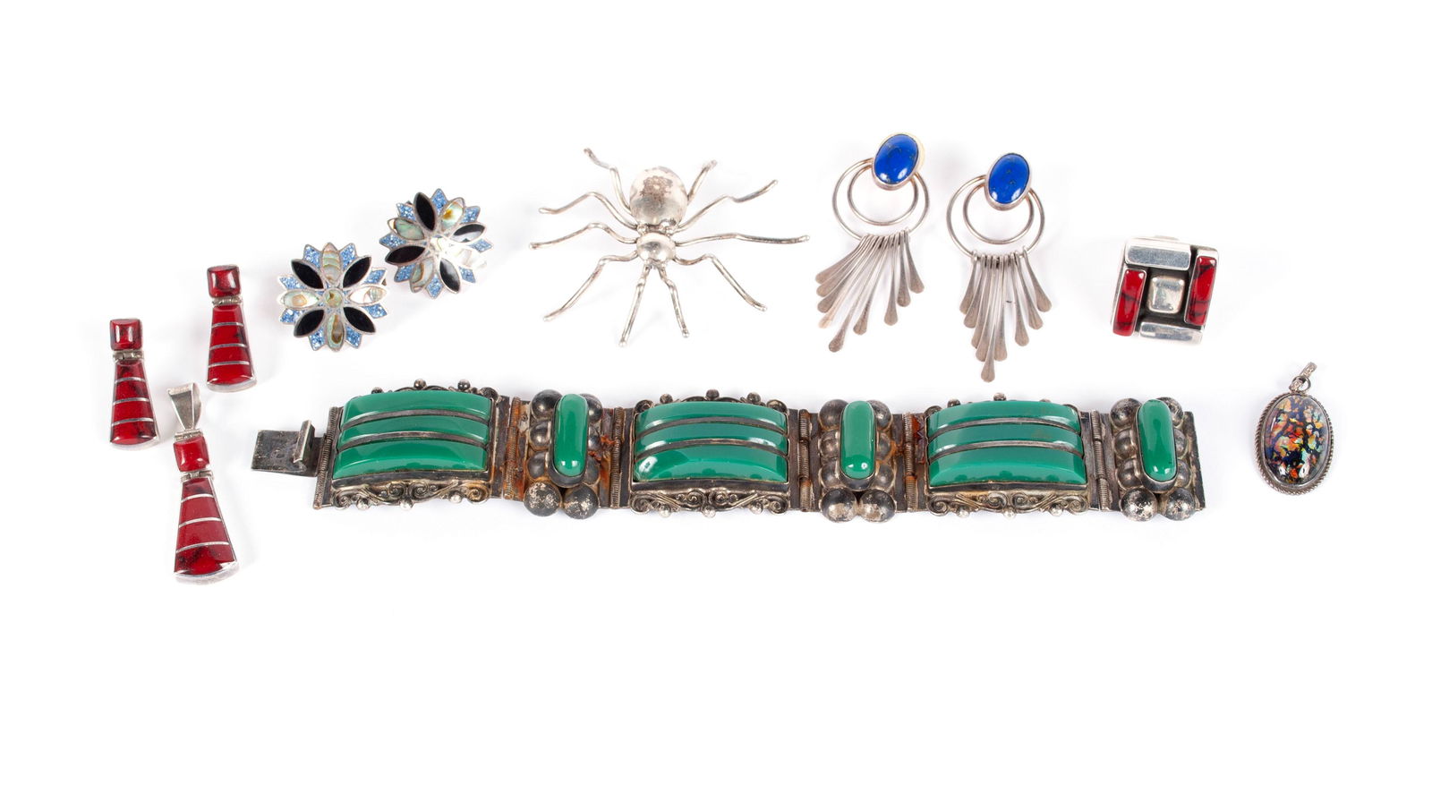 GROUP OF MEXICAN SILVER JEWELRY (1 of 9)