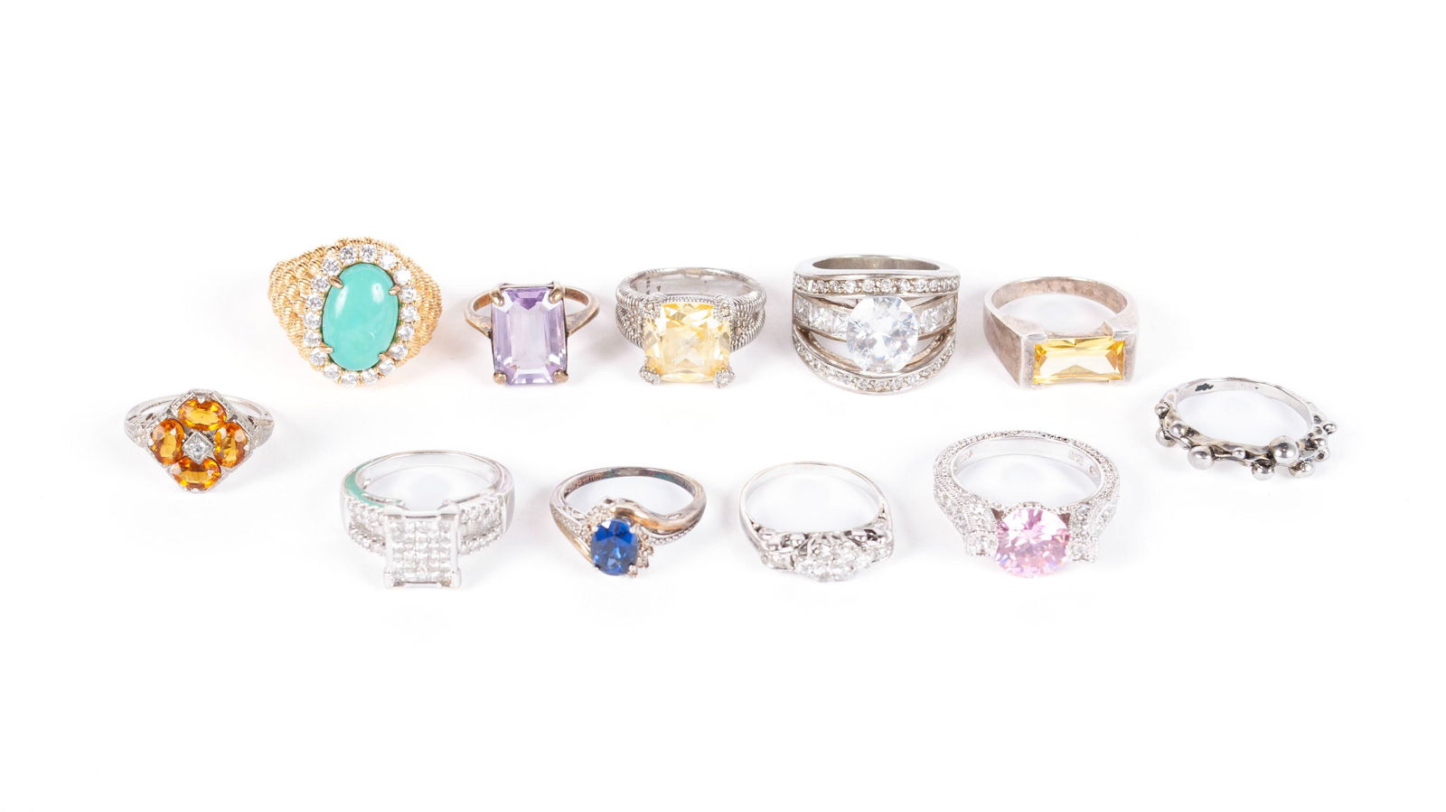 ELEVEN VINTAGE SILVER RINGS (1 of 7)